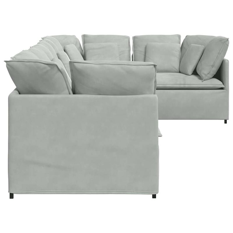Casa si Gradina - Mobilier - Canapele si coltare - Canapele - Canapea modulara cu perne, gri deschis, catifea - Infinity.ro