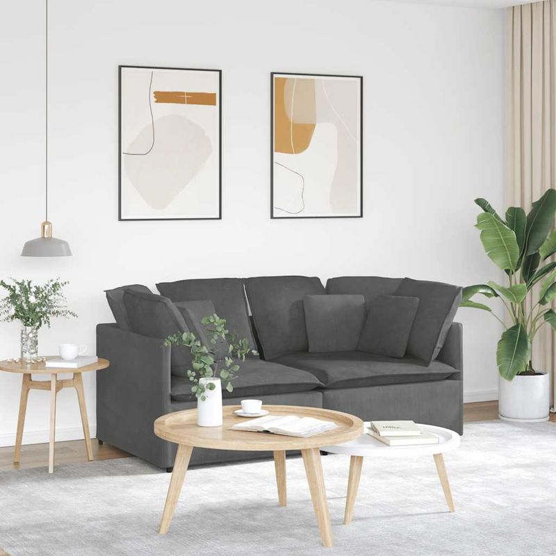 Casa si Gradina - Mobilier - Canapele si coltare - Canapele - Canapea modulara cu perne, gri inchis, tesatura velur - Infinity.ro