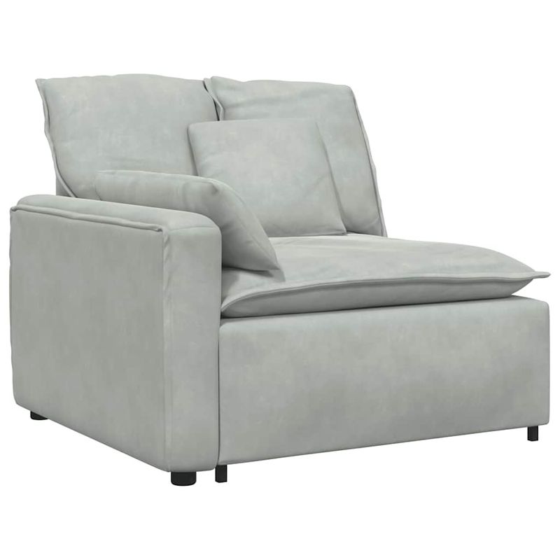 Casa si Gradina - Mobilier - Canapele si coltare - Canapele - Canapea modulara cu perne, gri deschis, catifea - Infinity.ro