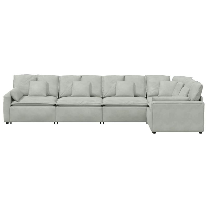 Casa si Gradina - Mobilier - Canapele si coltare - Canapele - Canapea modulara cu perne, gri deschis, catifea - Infinity.ro