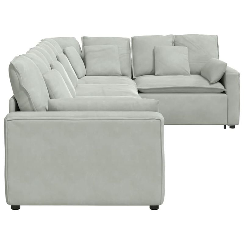 Casa si Gradina - Mobilier - Canapele si coltare - Canapele - Canapea modulara cu perne, gri deschis, catifea - Infinity.ro