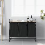 Market - Spalare si intretinere rufe - Uscatoare de rufe si accesorii - Cos de rufe 3 compartimente cu roti stejar sonoma - Infinity.ro