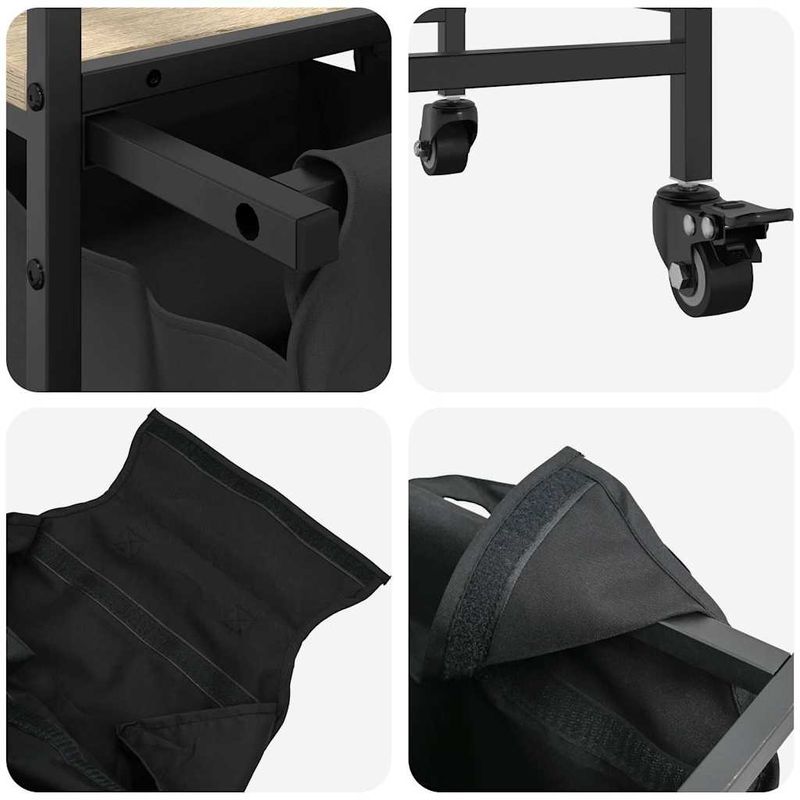 Market - Spalare si intretinere rufe - Uscatoare de rufe si accesorii - Cos de rufe 3 compartimente cu roti stejar sonoma - Infinity.ro