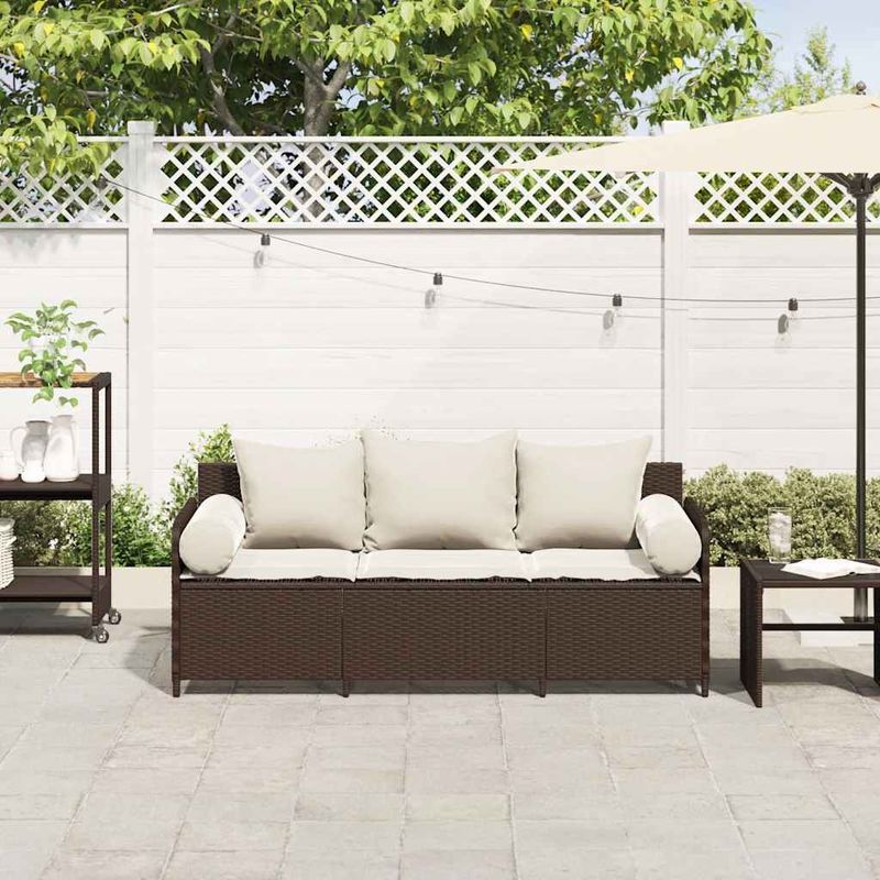 Casa si Gradina - Gradina si terasa - Mobilier exterior - Canapele si fotolii gradina - Canapea de gradina cu perne, 3 locuri, maro, poliratan - Infinity.ro