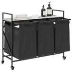 Market - Spalare si intretinere rufe - Uscatoare de rufe si accesorii - Cos de rufe 3 compartimente cu roti sonoma gri - Infinity.ro