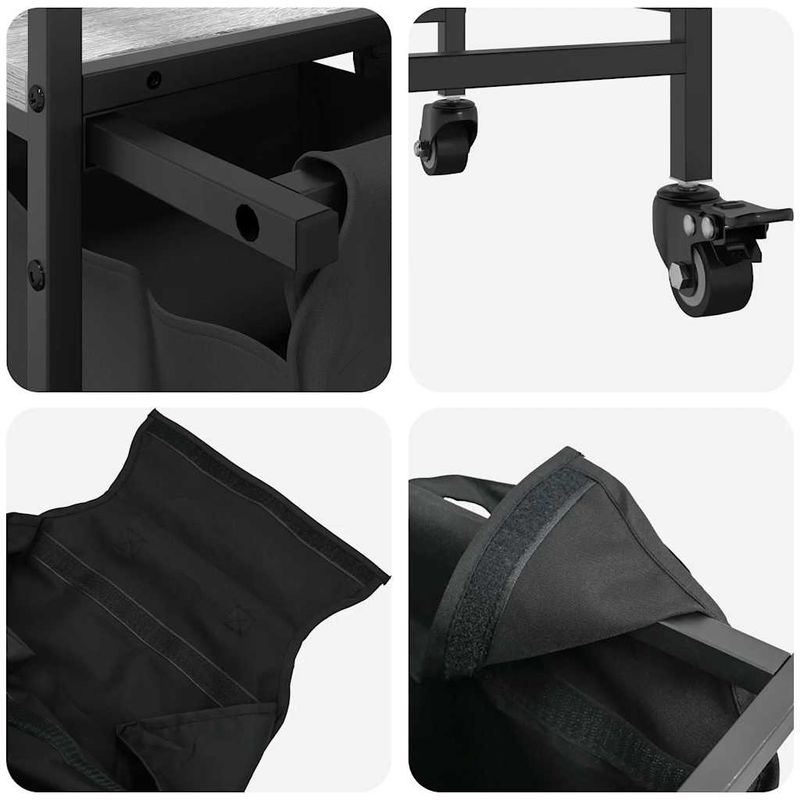 Market - Spalare si intretinere rufe - Uscatoare de rufe si accesorii - Cos de rufe 3 compartimente cu roti sonoma gri - Infinity.ro