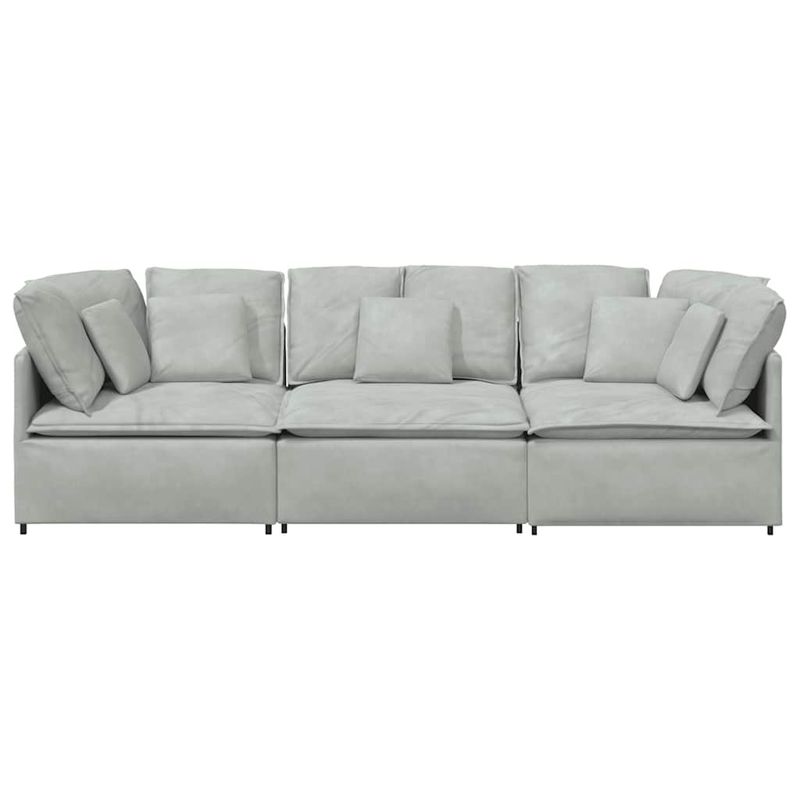 Casa si Gradina - Mobilier - Canapele si coltare - Canapele - Canapea modulara cu perne, gri deschis, catifea - Infinity.ro