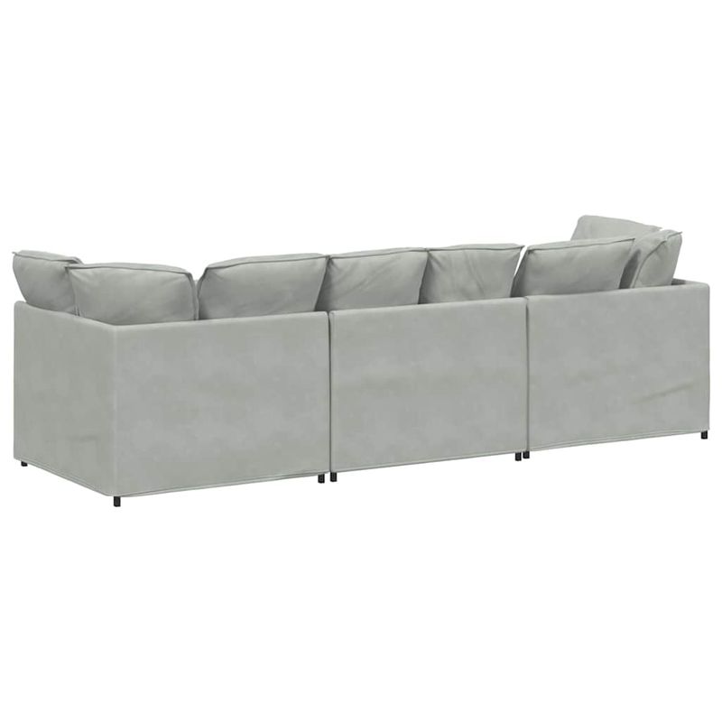 Casa si Gradina - Mobilier - Canapele si coltare - Canapele - Canapea modulara cu perne, gri deschis, catifea - Infinity.ro