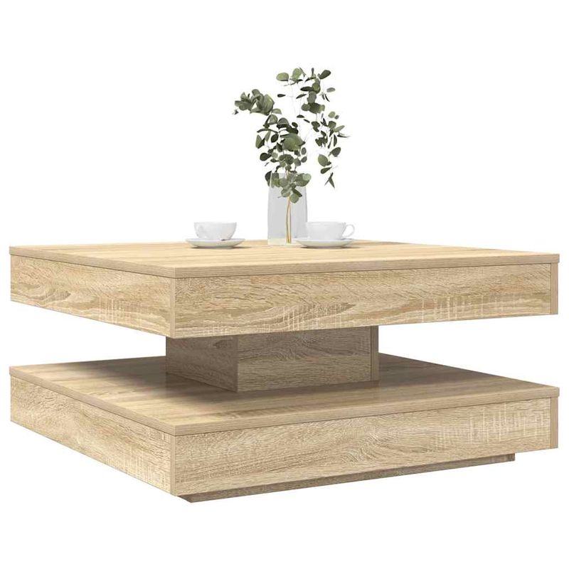 Casa si Gradina - Mobilier - Mese si birouri - Masute de cafea - Masuta cafea rotativa 360 grade, stejar sonoma 70x70x34,5 cm - Infinity.ro
