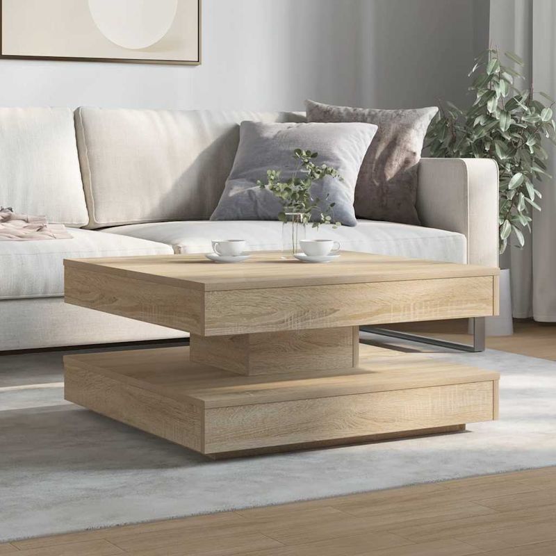 Casa si Gradina - Mobilier - Mese si birouri - Masute de cafea - Masuta cafea rotativa 360 grade, stejar sonoma 70x70x34,5 cm - Infinity.ro