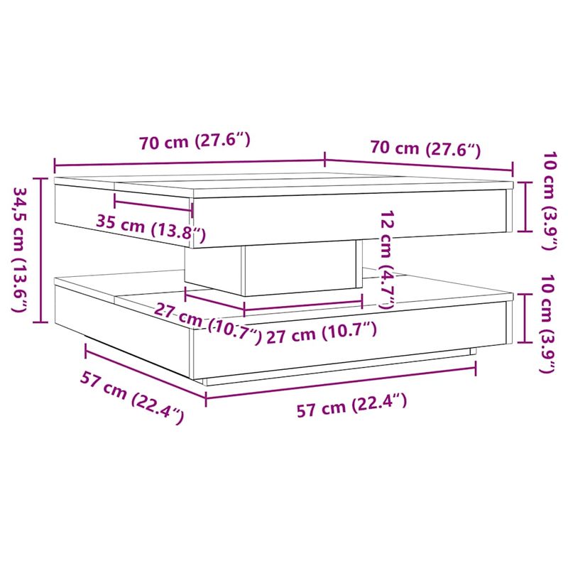 Casa si Gradina - Mobilier - Mese si birouri - Masute de cafea - Masuta cafea rotativa 360 grade, stejar sonoma 70x70x34,5 cm - Infinity.ro