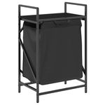Market - Spalare si intretinere rufe - Uscatoare de rufe si accesorii - Cos de rufe 1 compartiment cu raft stejar negru - Infinity.ro