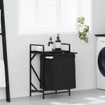 Market - Spalare si intretinere rufe - Uscatoare de rufe si accesorii - Cos de rufe 1 compartiment cu raft stejar negru - Infinity.ro