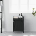 Market - Spalare si intretinere rufe - Uscatoare de rufe si accesorii - Cos de rufe 1 compartiment cu raft stejar negru - Infinity.ro