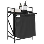 Market - Spalare si intretinere rufe - Uscatoare de rufe si accesorii - Cos de rufe 1 compartiment cu raft stejar negru - Infinity.ro