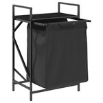 Market - Spalare si intretinere rufe - Uscatoare de rufe si accesorii - Cos de rufe 1 compartiment cu raft stejar negru - Infinity.ro