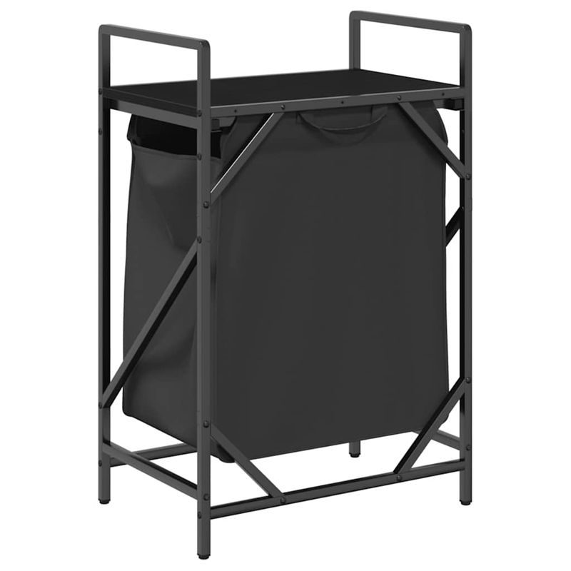 Market - Spalare si intretinere rufe - Uscatoare de rufe si accesorii - Cos de rufe 1 compartiment cu raft stejar negru - Infinity.ro
