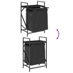 Market - Spalare si intretinere rufe - Uscatoare de rufe si accesorii - Cos de rufe 1 compartiment cu raft stejar negru - Infinity.ro