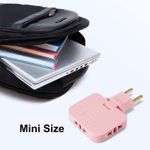 Casa si Gradina - Electrice - Accesorii electrice - Accesorii prize si intrerupatoare - Adaptor Triplu Stecher Pentru Priza Techstar® TS-A3 Cu Rotire 180°, 250V, 10A, Compatibil EU/US, Roz - Infinity.ro