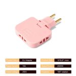Casa si Gradina - Electrice - Accesorii electrice - Accesorii prize si intrerupatoare - Adaptor Triplu Stecher Pentru Priza Techstar® TS-A3 Cu Rotire 180°, 250V, 10A, Compatibil EU/US, Roz - Infinity.ro