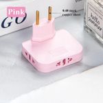 Casa si Gradina - Electrice - Accesorii electrice - Accesorii prize si intrerupatoare - Adaptor Triplu Stecher Pentru Priza Techstar® TS-A3 Cu Rotire 180°, 250V, 10A, Compatibil EU/US, Roz - Infinity.ro