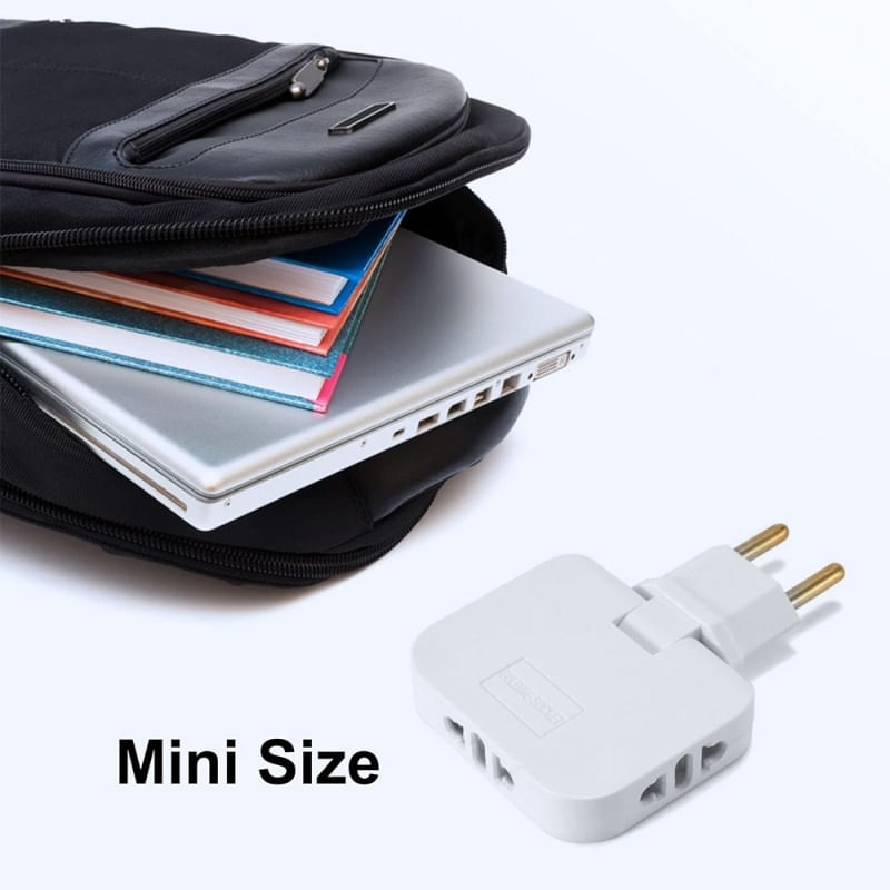 Casa si Gradina - Electrice - Accesorii electrice - Accesorii prize si intrerupatoare - Adaptor Triplu Stecher pentru Priza Techstar® TS-A3 cu Rotire 180°, 250V, 10A, Compatibil EU/US, Alb - Infinity.ro