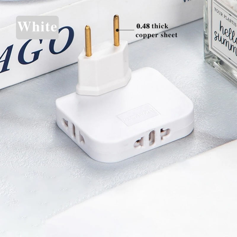 Casa si Gradina - Electrice - Accesorii electrice - Accesorii prize si intrerupatoare - Adaptor Triplu Stecher pentru Priza Techstar® TS-A3 cu Rotire 180°, 250V, 10A, Compatibil EU/US, Alb - Infinity.ro