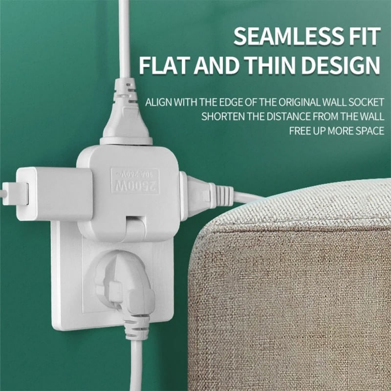 Casa si Gradina - Electrice - Accesorii electrice - Accesorii prize si intrerupatoare - Adaptor Triplu Stecher pentru Priza Techstar® TS-A3 cu Rotire 180°, 250V, 10A, Compatibil EU/US, Alb - Infinity.ro