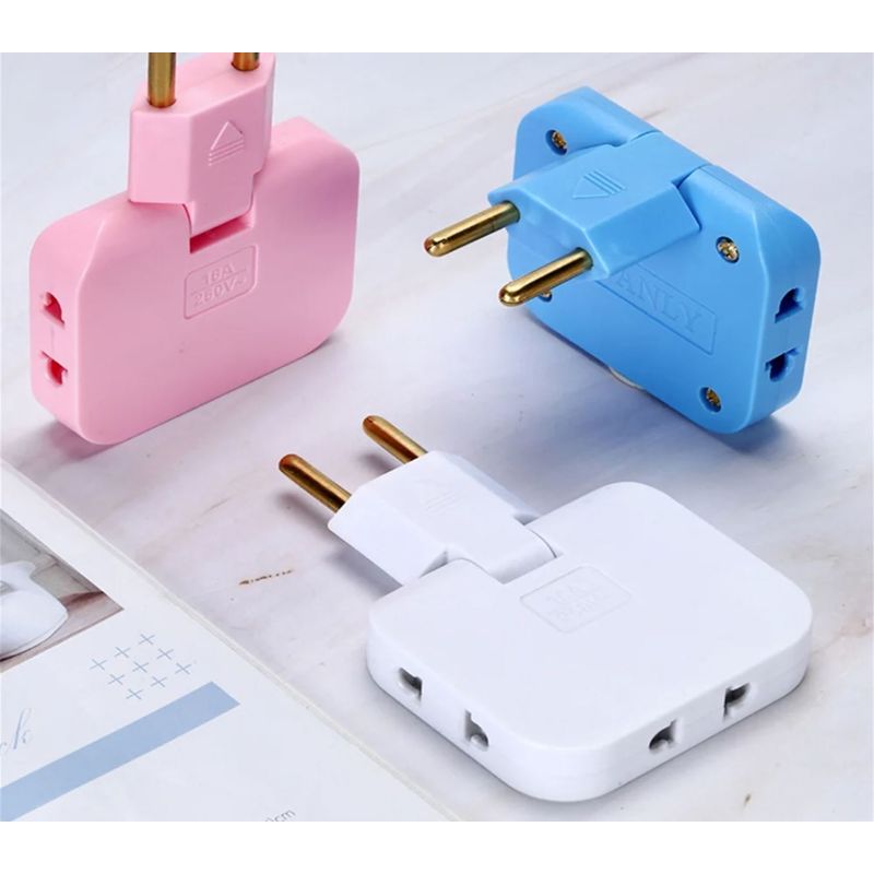 Casa si Gradina - Electrice - Accesorii electrice - Accesorii prize si intrerupatoare - Adaptor Triplu Rotativ 180° cu 2 Prize si 2 Porturi USB Techstar®, 2500W, Albastru - Ideal pentru Spatii Inguste - Infinity.ro