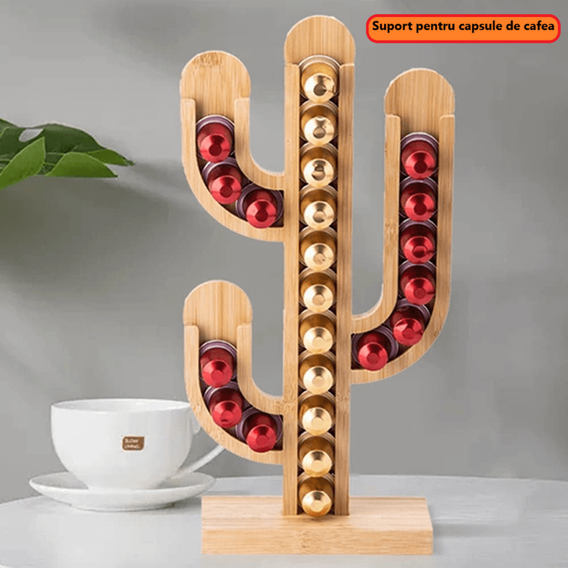 Electronice si Electrocasnice - Electrocasnice bucatarie - Accesorii electrocasnice bucatarie - Suport din Bambus pentru Capsule de Cafea cu Diametrul de 37mm, dimensiuni 42x18cm  ABYZ™ - Infinity.ro