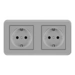Casa si Gradina - Electrice - Prize - Priza Dubla De Perete Incastrata Techstar® TS-PC, 110-250V, 16A, Ignifuga, 80x151mm, Gri - Infinity.ro