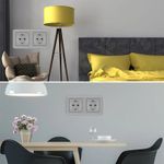 Casa si Gradina - Electrice - Prize - Priza Dubla De Perete Incastrata Techstar® TS-PC, 110-250V, 16A, Ignifuga, 80x151mm, Gri - Infinity.ro
