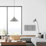 Casa si Gradina - Electrice - Prize - Priza Dubla De Perete Incastrata Techstar® TS-PC, 110-250V, 16A, Ignifuga, 80x151mm, Gri - Infinity.ro