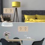 Casa si Gradina - Electrice - Prize - Priza Dubla de Perete Incastrata Techstar® TS-PC, 110-250V, 16A, Ignifuga, 80x151mm, Auriu - Infinity.ro