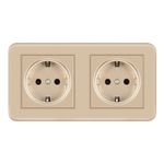 Casa si Gradina - Electrice - Prize - Priza Dubla de Perete Incastrata Techstar® TS-PC, 110-250V, 16A, Ignifuga, 80x151mm, Auriu - Infinity.ro