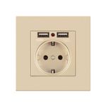Casa si Gradina - Electrice - Prize - Priza de Perete cu 2 Porturi USB Techstar® TS-PC, 110-250V, 16A, Ignifuga, 86x86mm, Auriu - Infinity.ro