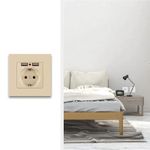 Casa si Gradina - Electrice - Prize - Priza de Perete cu 2 Porturi USB Techstar® TS-PC, 110-250V, 16A, Ignifuga, 86x86mm, Auriu - Infinity.ro