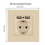 Casa si Gradina - Electrice - Prize - Priza de Perete cu 2 Porturi USB Techstar® TS-PC, 110-250V, 16A, Ignifuga, 86x86mm, Auriu - Infinity.ro