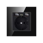Casa si Gradina - Electrice - Prize - Priza Techstar® Crystal TSU1, Simpla, 2 x USB, 2.1A, Culoare Negru Onyx, Sticla Securizata, 16A - Infinity.ro