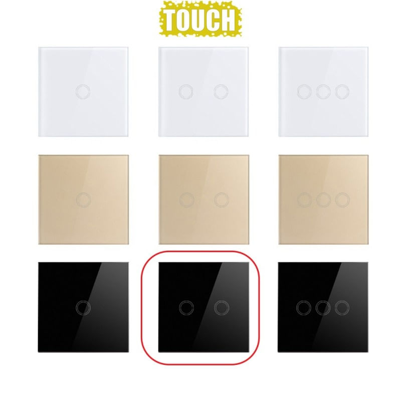 Casa si Gradina - Electrice - Distributie electrica si comanda - Intrerupatoare - Intrerupator Touch Techstar®, Sticla Securizata, Design Modern, Iluminare LED, 2 Faze, Negru - Infinity.ro