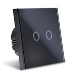 Casa si Gradina - Electrice - Distributie electrica si comanda - Intrerupatoare - Intrerupator Touch Techstar®, Sticla Securizata, Design Modern, Iluminare LED, 2 Faze, Negru - Infinity.ro