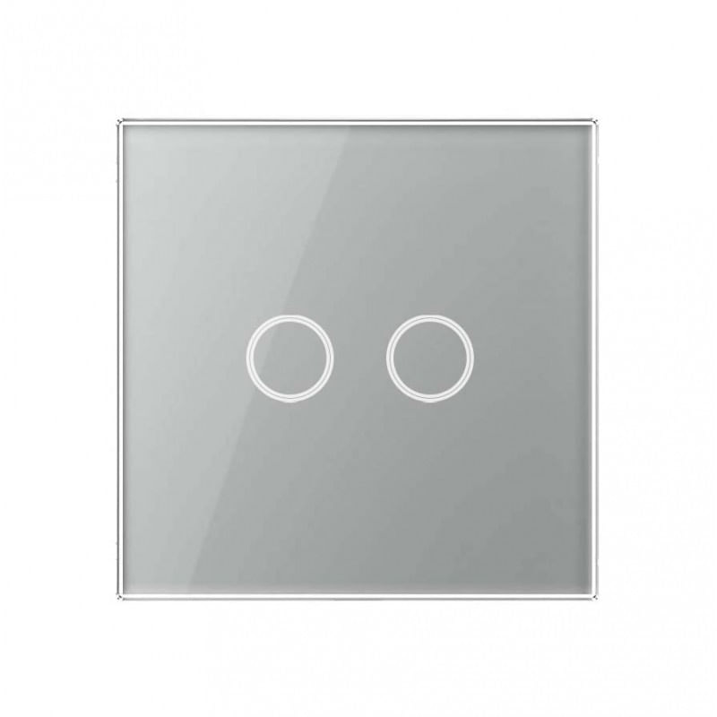 Casa si Gradina - Electrice - Distributie electrica si comanda - Intrerupatoare - Intrerupator Touch Techstar®, Sticla Securizata, Design Modern, Iluminare LED, 2 Faze, Gri - Infinity.ro