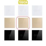 Casa si Gradina - Electrice - Distributie electrica si comanda - Intrerupatoare - Intrerupator Touch Techstar®, Sticla Securizata, Design Modern, Iluminare LED, 2 Faze, Gold - Infinity.ro