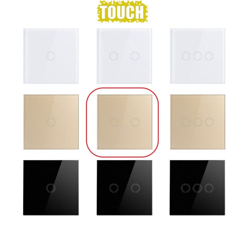 Casa si Gradina - Electrice - Distributie electrica si comanda - Intrerupatoare - Intrerupator Touch Techstar®, Sticla Securizata, Design Modern, Iluminare LED, 2 Faze, Gold - Infinity.ro