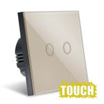 Casa si Gradina - Electrice - Distributie electrica si comanda - Intrerupatoare - Intrerupator Touch Techstar®, Sticla Securizata, Design Modern, Iluminare LED, 2 Faze, Gold - Infinity.ro