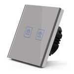 Casa si Gradina - Electrice - Distributie electrica si comanda - Intrerupatoare - Intrerupator Touch Techstar® TG02, Sticla Securizata, Design Modern, Iluminare LED, 2 Faze, Gri - Infinity.ro