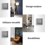 Casa si Gradina - Electrice - Distributie electrica si comanda - Intrerupatoare - Intrerupator Cap Scara Cu Panou Din Sticla Securizata Techstar® TGS 01, 220V, 16A, 86 X 86 Mm, Gri, cu 1 Modul - Infinity.ro