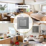 Casa si Gradina - Electrice - Distributie electrica si comanda - Intrerupatoare - Intrerupator Cap Scara Cu Panou Din Sticla Securizata Techstar® TGS 01, 220V, 16A, 86 X 86 Mm, Gri, cu 1 Modul - Infinity.ro