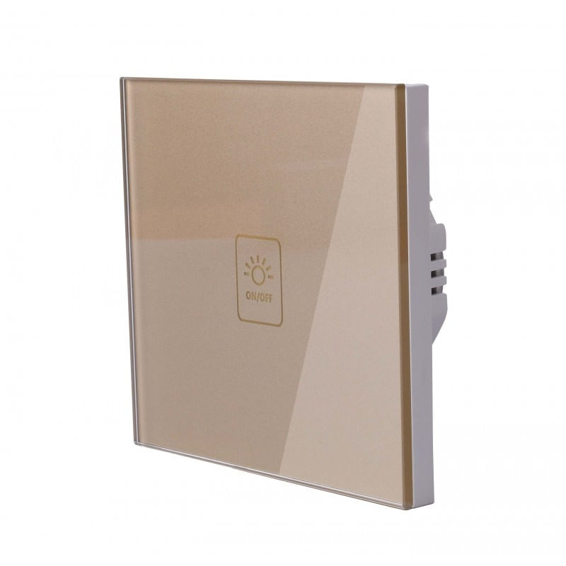 Casa si Gradina - Electrice - Distributie electrica si comanda - Intrerupatoare - Intrerupator Touch Techstar® TG02, Sticla Securizata, Design Modern, Iluminare LED, 1 Faza, Auriu - Infinity.ro