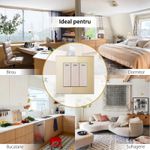 Casa si Gradina - Electrice - Distributie electrica si comanda - Intrerupatoare - Intrerupator Triplu Cap Scara Cu Panou Din Sticla Securizata Techstar® TGS 01, 220V, 16A, 86 X 86 Mm, Gri, cu 3 Faze - Infinity.ro